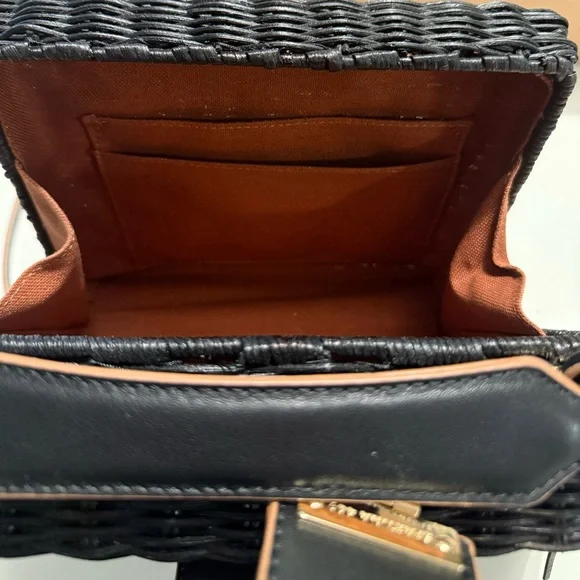 Spartina 449 Black Wicker Crossbody/Handbag - Picture 4 of 6